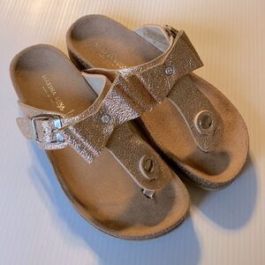 Marina Luna Comfort Italy Girls Kids Gold Bow slip on Sandals cork -girls-3